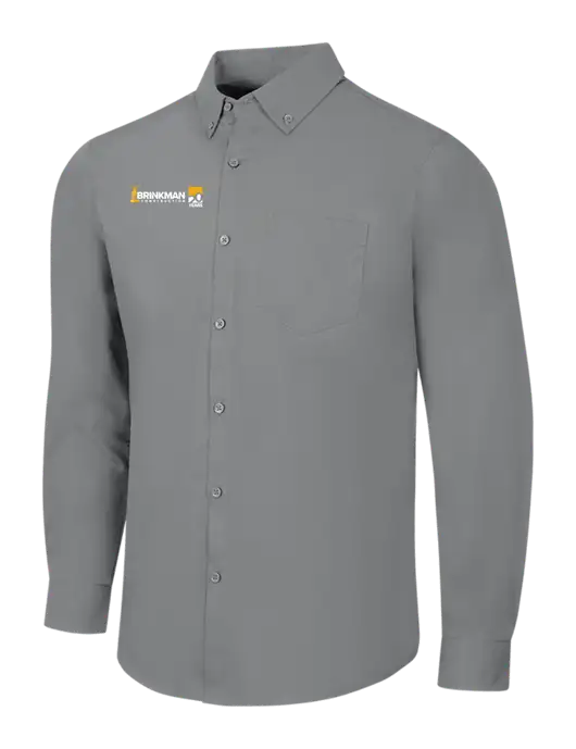 Medium Grey Long Sleeve Carefree Poplin Shirt w/Brinkman Construction 20th Logo