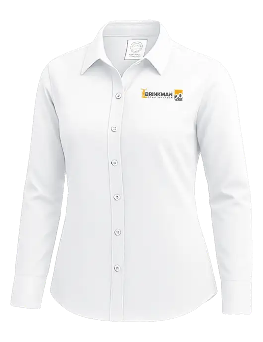 Brooks Brothers Womens White Wrinkle-Free Stretch Nailhead Shirt w/Brinkman Construction 20th Logo