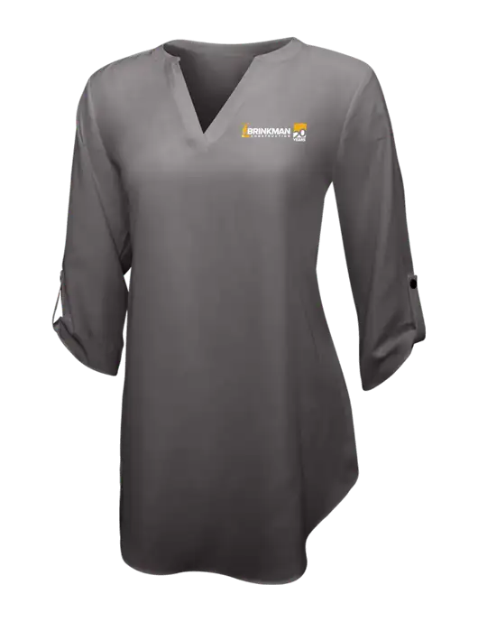 Dark Grey Womens 3/4 Sleeve Tunic Blouse w/Brinkman Construction 20th Logo