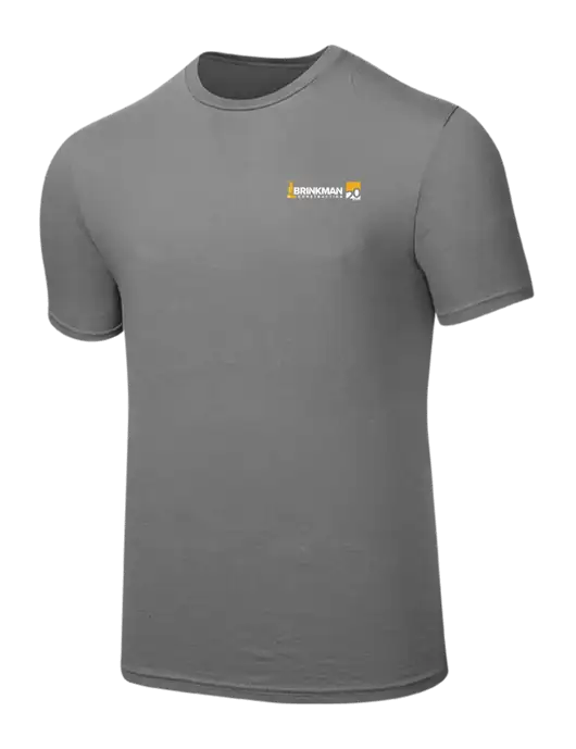 Seriously Soft Medium Grey T-Shirt w/Brinkman Construction 20th Logo
