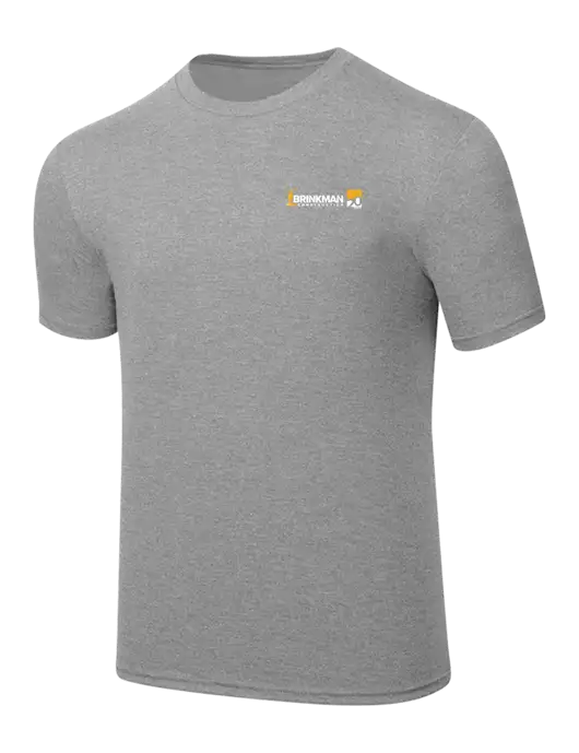 Simply Soft Heathered Light Grey 4.5oz  Poly/Combed Ring Spun Cotton T-Shirt w/Brinkman Construction 20th Logo