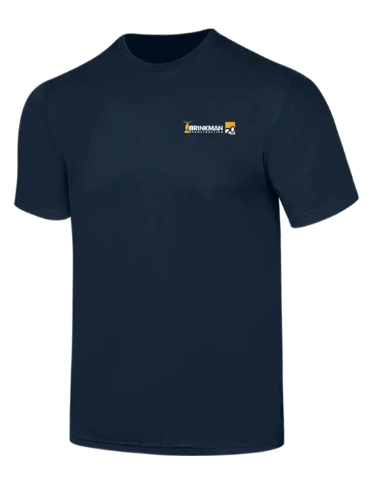 Simply Soft Navy 4.5oz  Poly/Combed Ring Spun Cotton T-Shirt w/Brinkman Construction 20th Logo