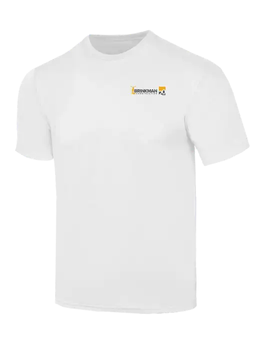 Simply Soft White 4.5oz  Poly/Combed Ring Spun Cotton T-Shirt w/Brinkman Construction 20th Logo