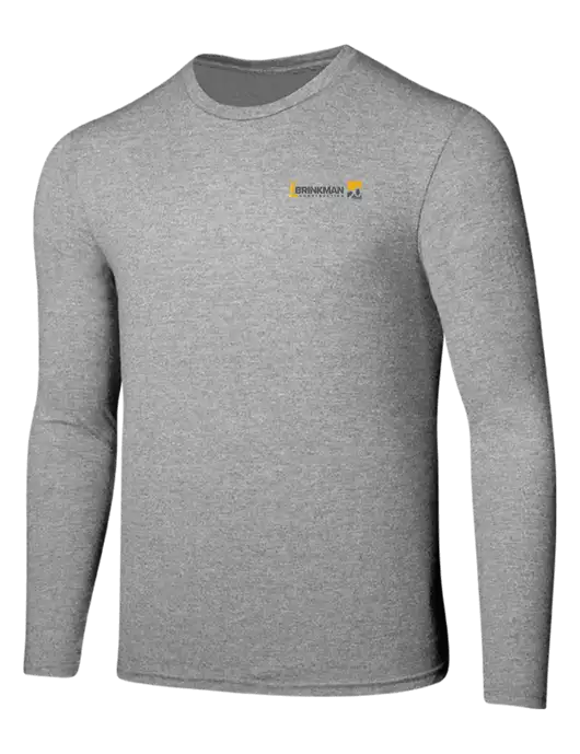 Seriously Soft Light Heathered Grey Long Sleeve T-Shirt w/Brinkman Construction 20th Logo