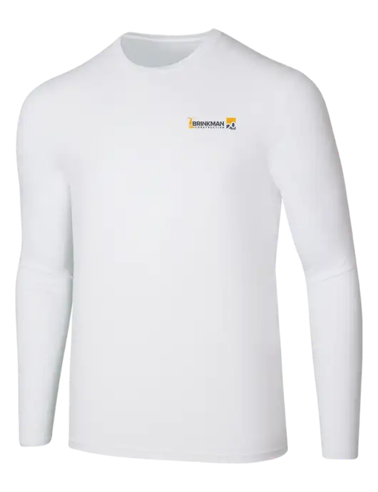 Seriously Soft White Long Sleeve T-Shirt w/Brinkman Construction 20th Logo