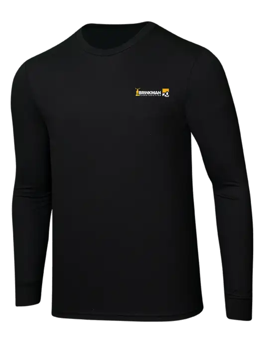Simply Soft Long Sleeve Black 4.5 oz, Poly/Combed Ring Spun Cotton T-Shirt w/Brinkman Construction 20th Logo