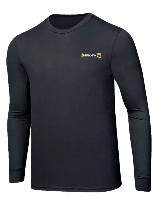 Simply Soft Long Sleeve Black Frost 4.5 oz, Poly/Combed Ring Spun Cotton T-Shirt w/Brinkman Construction 20th Logo