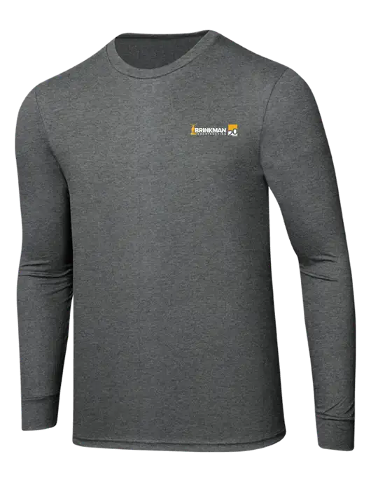 Simply Soft Long Sleeve Medium Grey Frost 4.5 oz, Poly/Combed Ring Spun Cotton T-Shirt w/Brinkman Construction 20th Logo