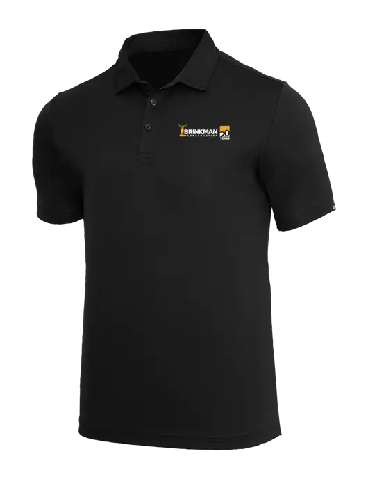 TravisMathew Black Coto Performance Polo w/Brinkman Construction 20th Logo