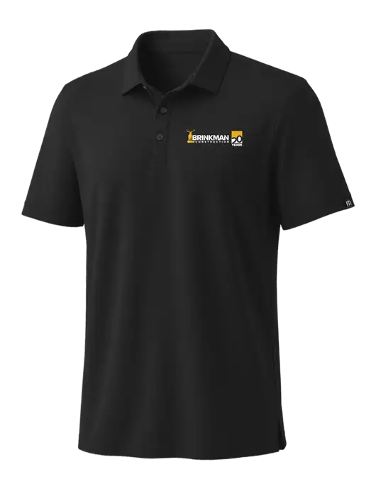 TravisMathew Black Coto Performance Polo w/Brinkman Construction 20th Logo