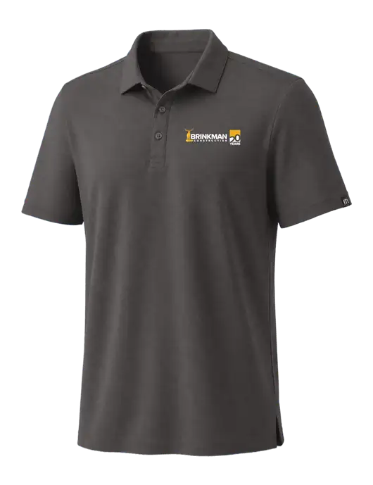 TravisMathew Med Dark Grey Coto Performance Polo w/Brinkman Construction 20th Logo