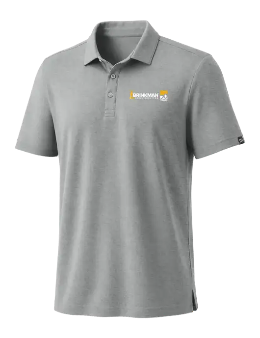 TravisMathew Medium Grey Heather Coto Performance Polo w/Brinkman Construction 20th Logo