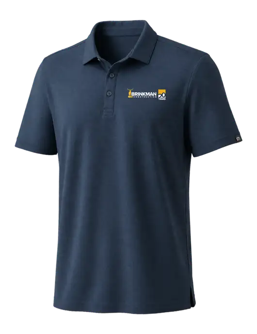 TravisMathew Navy Coto Performance Polo w/Brinkman Construction 20th Logo