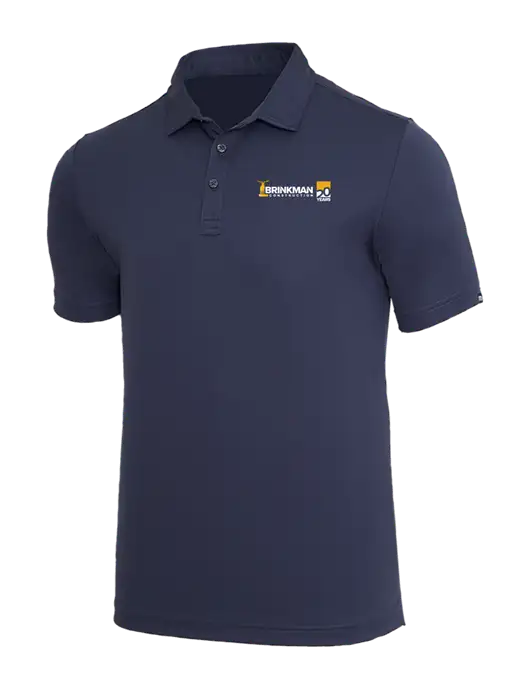 TravisMathew Navy Coto Performance Polo w/Brinkman Construction 20th Logo