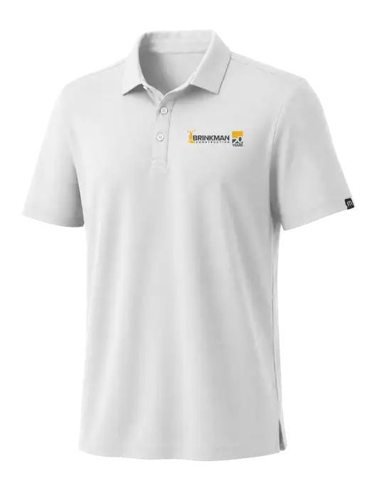 TravisMathew White Coto Performance Polo w/Brinkman Construction 20th Logo