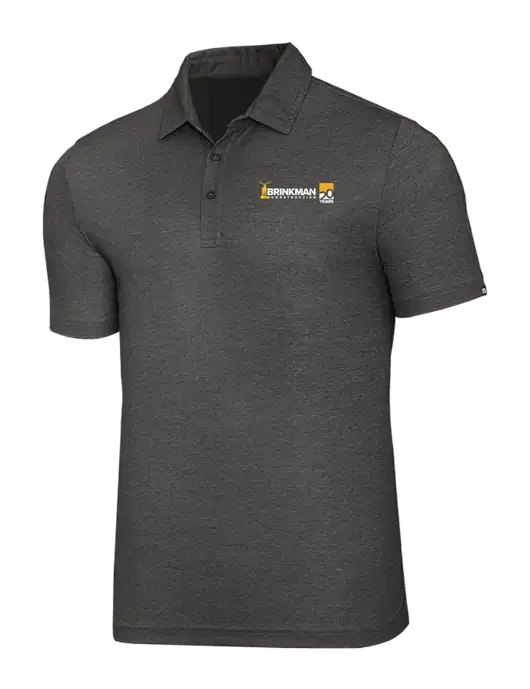 TravisMathew Black Heather Oceanside Polo w/Brinkman Construction 20th Logo