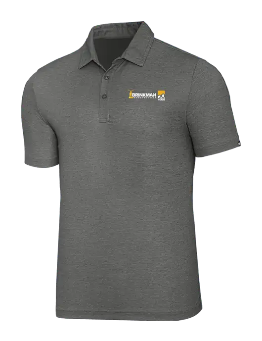 TravisMathew Grey Heather Oceanside Polo w/Brinkman Construction 20th Logo