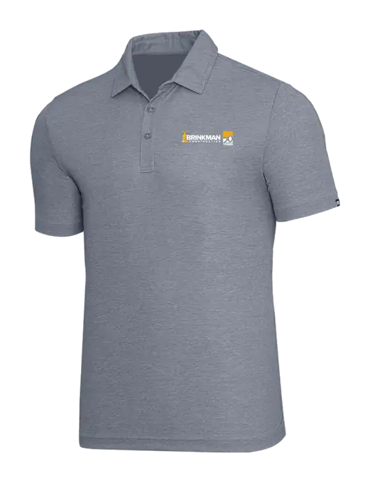 TravisMathew Navy Heather Oceanside Polo w/Brinkman Construction 20th Logo