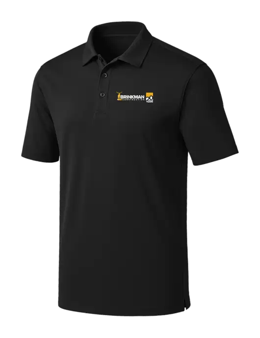 Black Silk Touch Performance Polo w/Brinkman Construction 20th Logo
