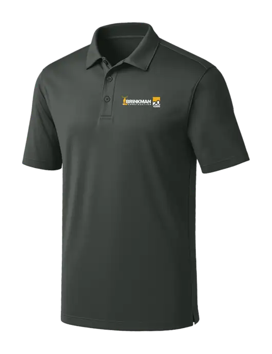 Dark Grey Silk Touch Performance Polo w/Brinkman Construction 20th Logo