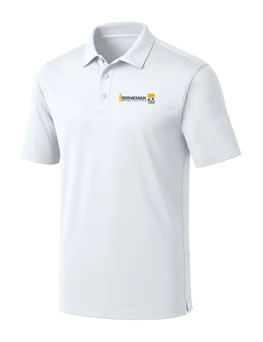 White Silk Touch Performance Polo w/Brinkman Construction 20th Logo