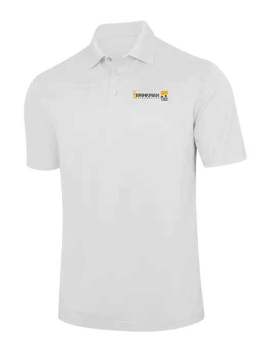 White Performance Fine Jacquard Polo w/Brinkman Construction 20th Logo