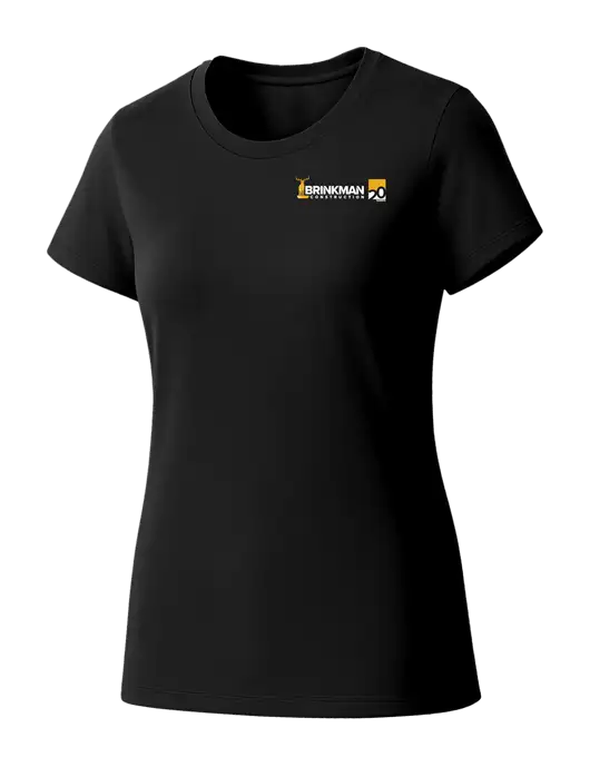 Womens Seriously Soft Black T-Shirt w/Brinkman Construction 20th Logo