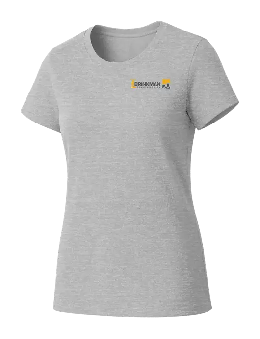 Womens Seriously Soft Light Heathered Grey T-Shirt w/Brinkman Construction 20th Logo