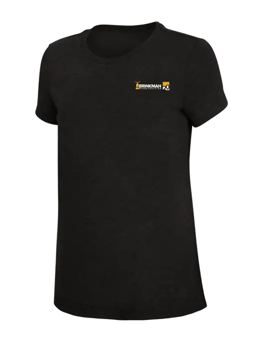 Womens Simply Soft Black 4.5oz Poly/Combed Ring Spun Cotton T-Shirt w/Brinkman Construction 20th Logo
