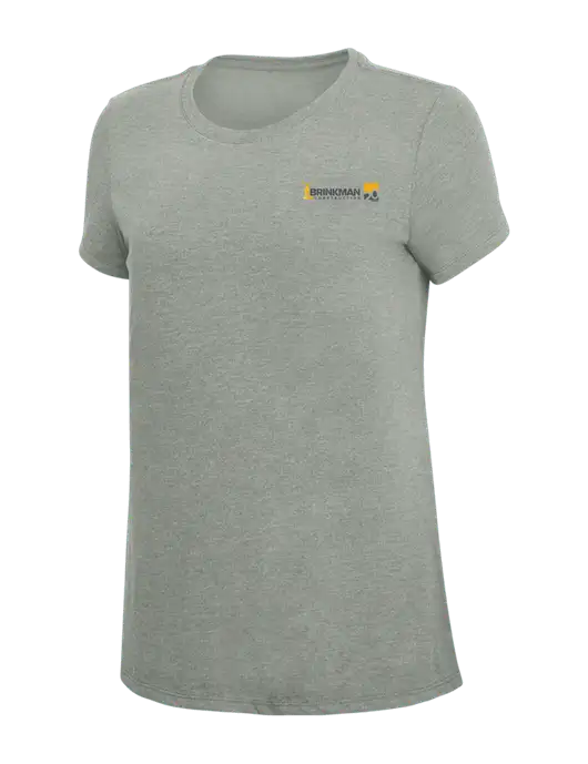 Womens Simply Soft Grey Frost 4.5oz  Poly/Combed Ring Spun Cotton T-Shirt w/Brinkman Construction 20th Logo