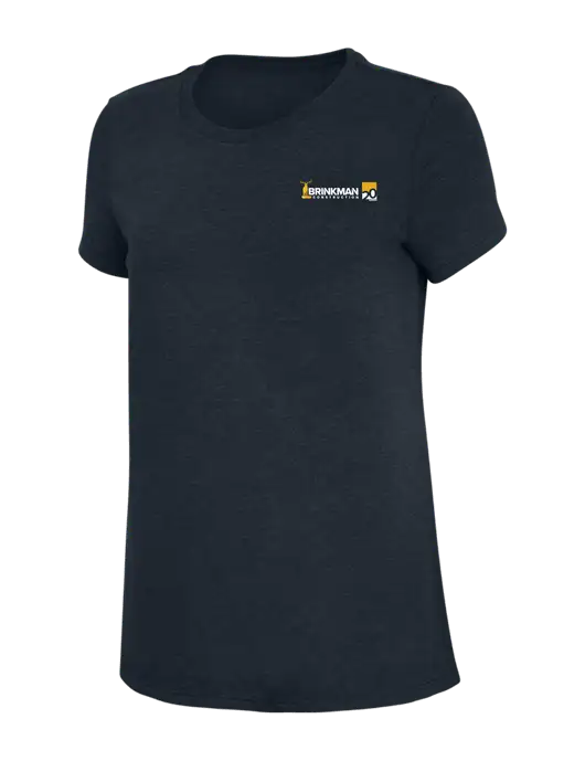 Womens Simply Soft Navy 4.5oz Poly/Combed Ring Spun Cotton T-Shirt w/Brinkman Construction 20th Logo