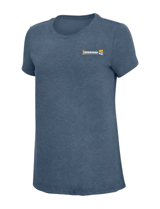 Womens Simply Soft Navy Frost 4.5oz  Poly/Combed Ring Spun Cotton T-Shirt w/Brinkman Construction 20th Logo