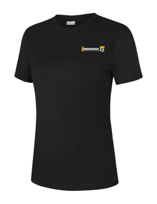  Womens Black PosiCharge Competitor Tee w/Brinkman Construction 20th Logo