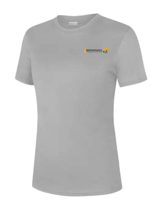  Womens Light Grey PosiCharge Competitor Tee w/Brinkman Construction 20th Logo