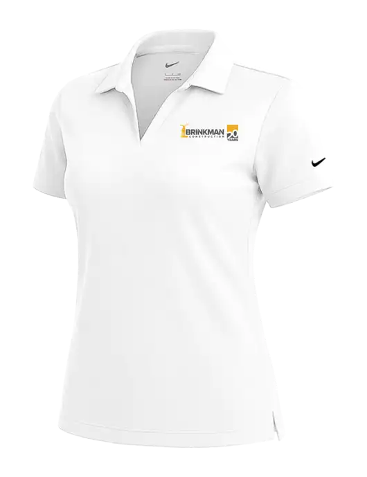 NIKE White Womens Dri-Fit Micro Pique Polo w/Brinkman Construction 20th Logo