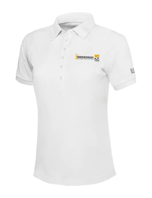 OGIO Womens Bright White Jewel Polo w/Brinkman Construction 20th Logo