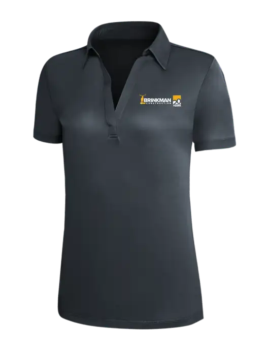 Dark Grey Silk Touch Womens Performance Polo w/Brinkman Construction 20th Logo