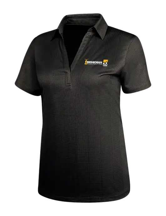 Black Womens Performance Fine Jacquard Polo w/Brinkman Construction 20th Logo