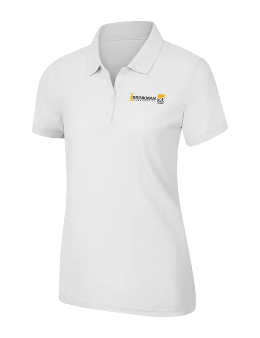 White Womens Core Classic Pique Polo w/Brinkman Construction 20th Logo